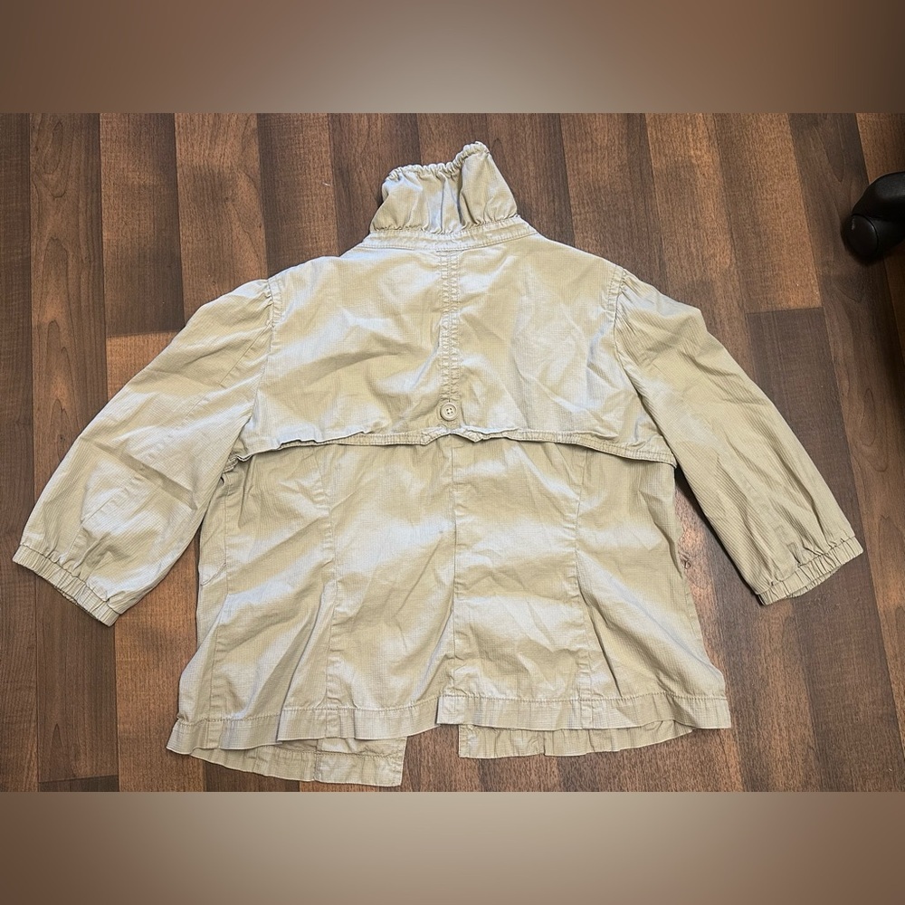 Loft Khaki Ruffled Collar Jacket - image 4